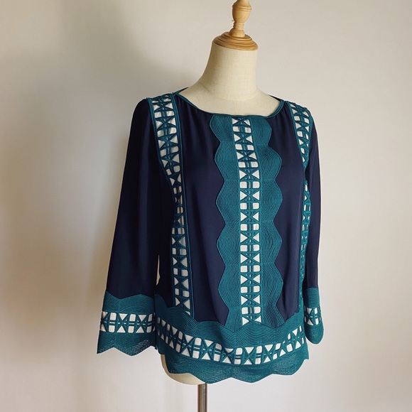 Tory Burch Tops - TORY BURCH Germaine Embroidered Silk Top 2